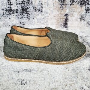 Charix Women's Gator Slip On Shoes Green Leather Scale Size 38/8